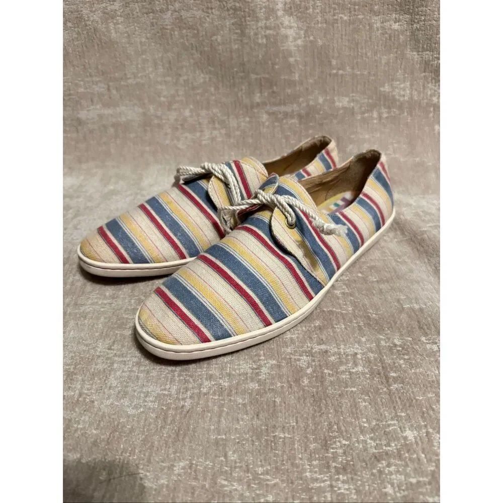 Born Women's Datil Striped Fabric Lace Up Low Top Sneakers Multicolor Size 11